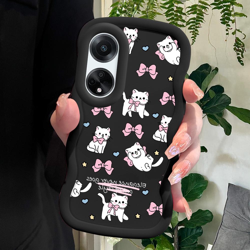 

Окрашенный узор Big Wave Edge Мягкий силиконовый материал Macaron чехол для телефона противоударный защитный резиновый чехол для OPPO Reno Realme OPPO A1X 5G чёрный