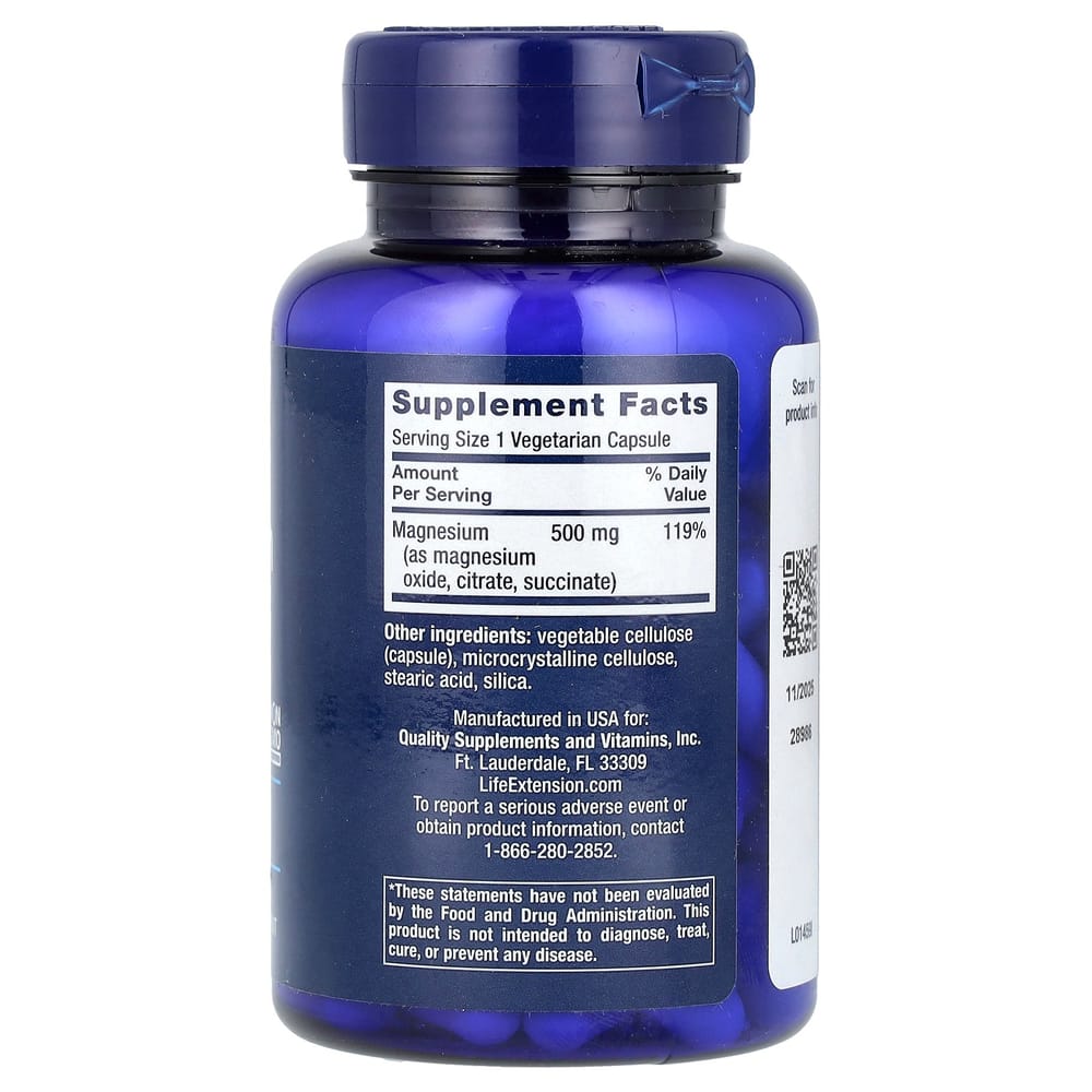 Life Extension Magnesium Caps 500 mg 100 Veggie Capsules