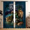 3D Sacred Blue Dragon Curtains Animal Wolf Curtains 2 Panels Children's Room Bedroom Decor Curtains Living Room Balcony Decor