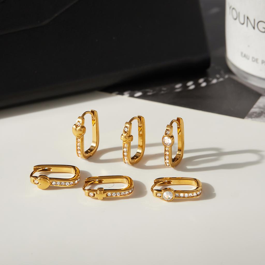Yori Stainless Steel Geometric U-Shape Hoop Earrings 18K Gold PVD Plated Waterproof Delicate Premium Daily Jewelry