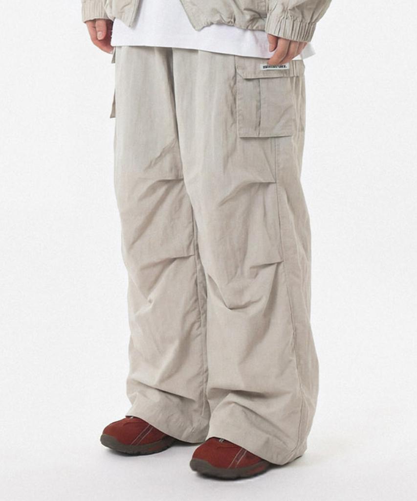 Maseumaluljeueopaeleol Essential Parasuit Shirring Cargo Pants_Light Gray