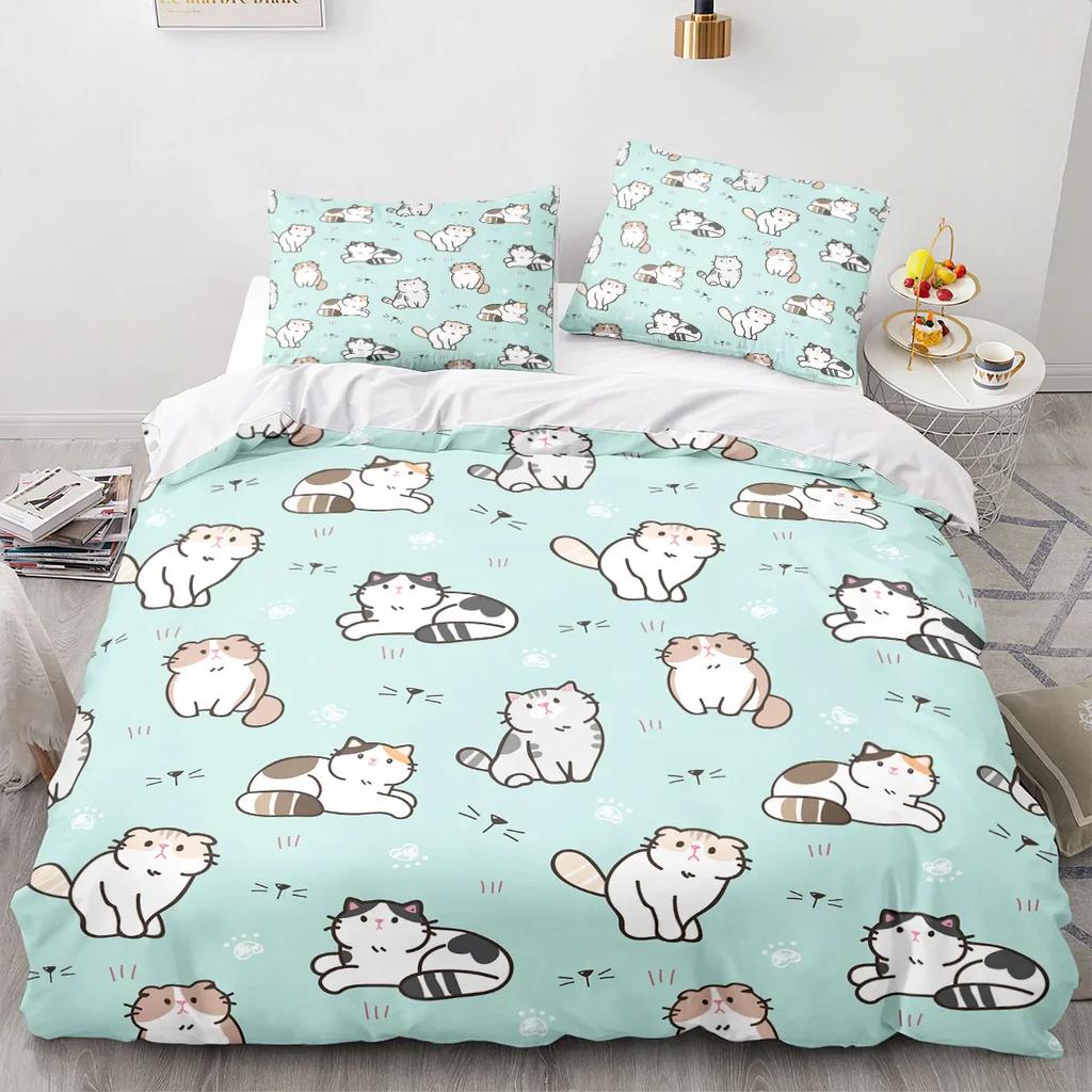 Cartoon Animal Cat Duvet Cover 3D Large Print Double Size Quilt Cover Bedding Set Single Set