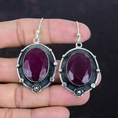 Orecchino Rubino del Kashmir Sfaccettato Orecchini con Pietre Vere Gioielli in Argento Orecchino Fatto a Mano Orecchino in Argento Sterling 925 Orecchino Unico Regali Per Lei
