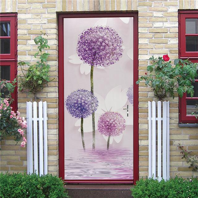 Underwater World Wallpaper 3D Door Sticker Self Adhesive PVC Fish Dolphin Poster For Kids Girls Room Home Door Decoration Murals