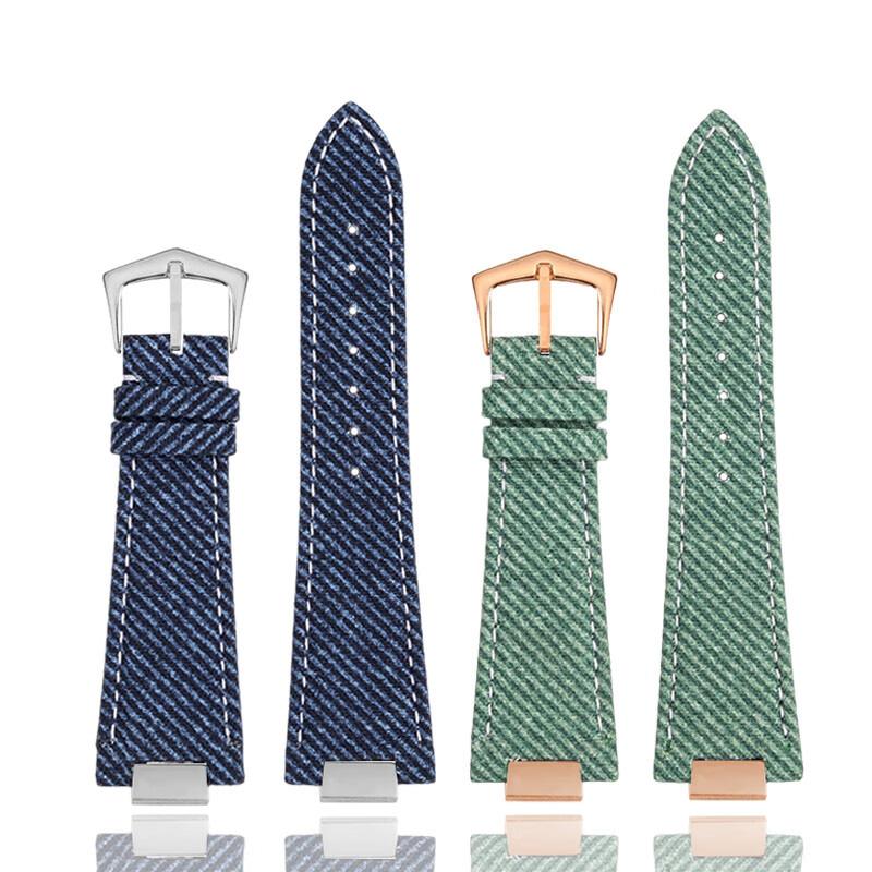 Denim & Cowhide Leather Watch Strap for Patek Philippe Nautilus 5711/5712 – Fashion Light Blue/Green/Gray Jeans Style Band