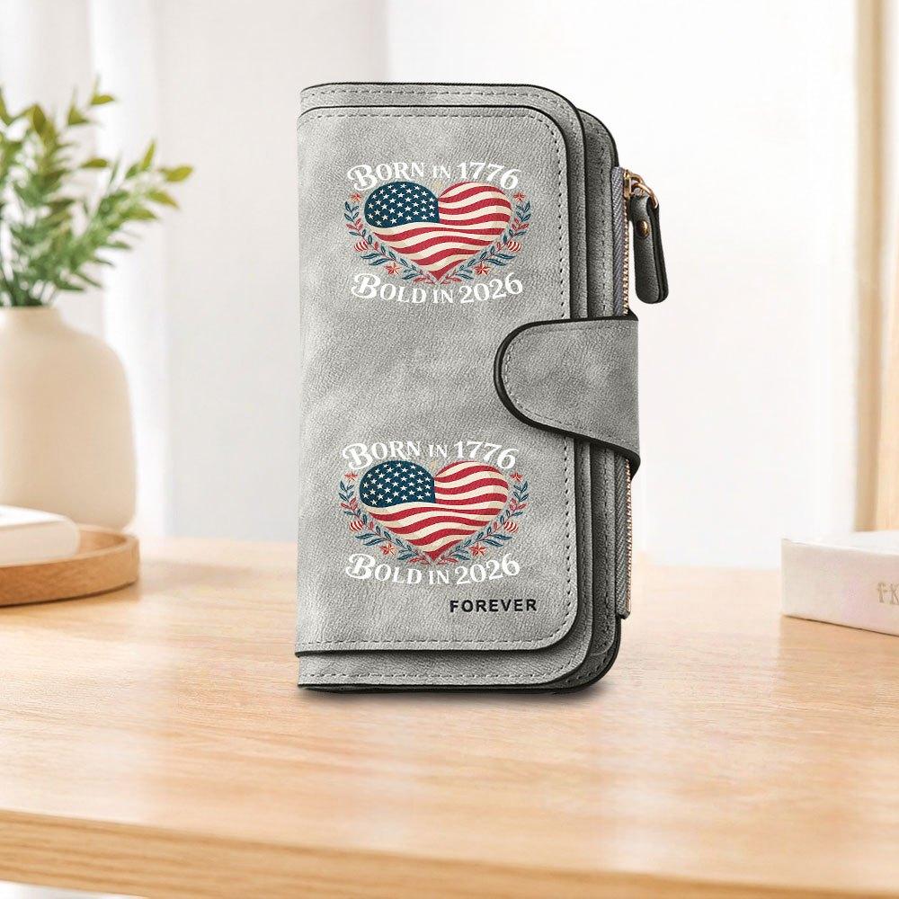 American Flag Heart-Shaped Long Zipper Wallet, Large Capacity Card Holder, Unisex Clutch Bag, Fashionable Zipper Coin Purse, Suitable for Daily Use,