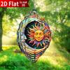 Moon & Sun Wind Spinner. Round Kinetic Metal Art for Indoor/outdoor Holiday Gifting.