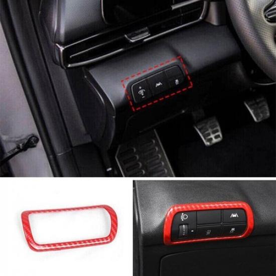 Headlight Switch Control Frame Cover For Hyundai Elantra 21-23 Red Carbon Fiber