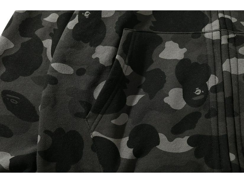 Camouflage Shark Tiger Head Double Hoodie Men's Winter Plush Zipper Jacket