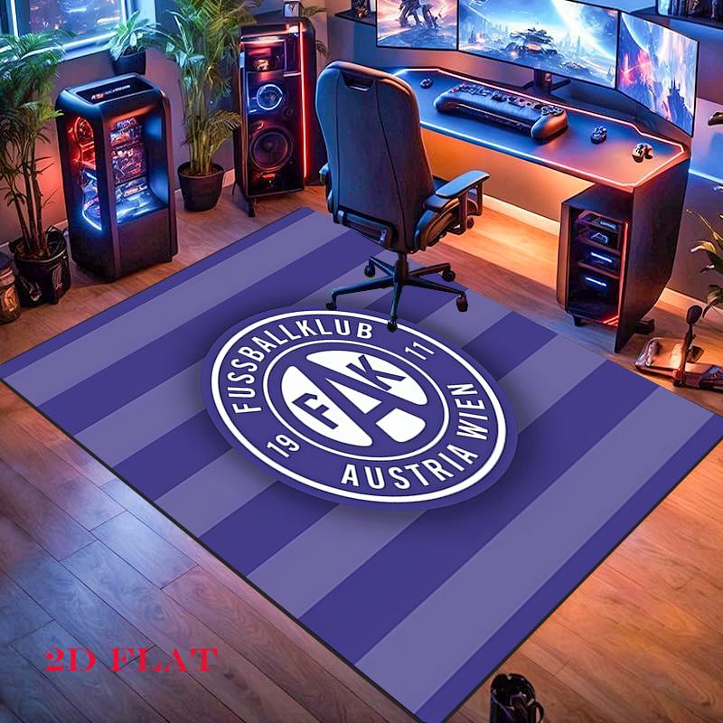 FK Austria Wien Teppich für Wohnzimmer Schlafzimmer Zuhause Sofadekoration, Rutschfeste Bodenmatte für Kinder zum Spielen