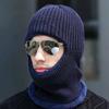 Fashion Breathable Coral Fleece Winter Hat Beanies Double Layers Windproof Men's Hat Scarf Balaclava Knitted Beanie