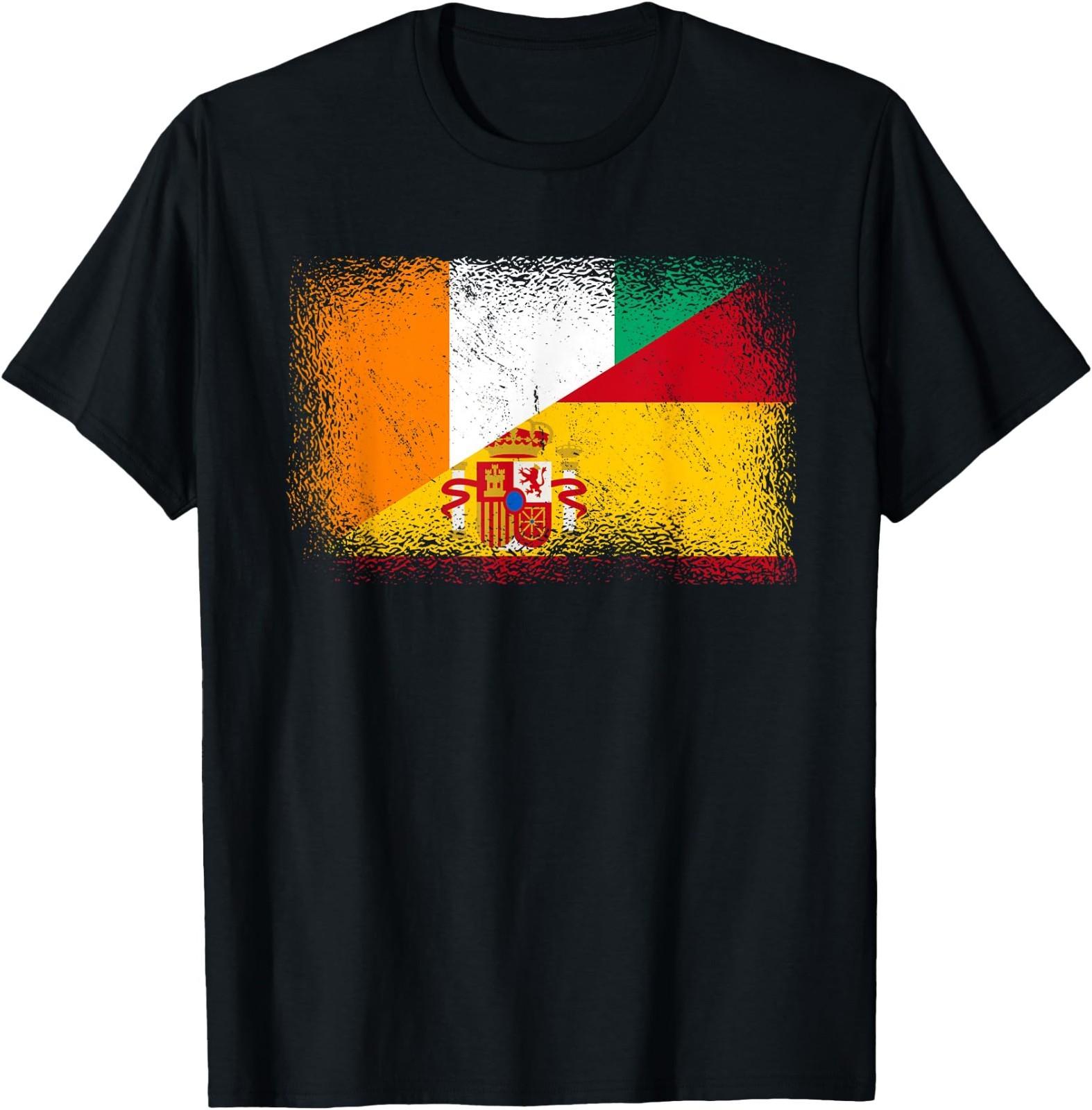 Ivory Coast Spain Flag Jersey Côte d Ivoire Spanish Pride T-Shirt XXXL