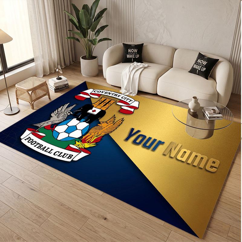 Custom Rug Coventry City Pattern Print Name Text Soft Non‑Slip Floor Carpet for Home Indoor Decoration