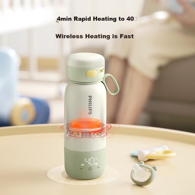 Philips Kabellose tragbare Smart-Wasserflasche mit konstanter Temperatur, isolierter Becher, wiederaufladbarer Wasserkocher, 320 ml, Beige