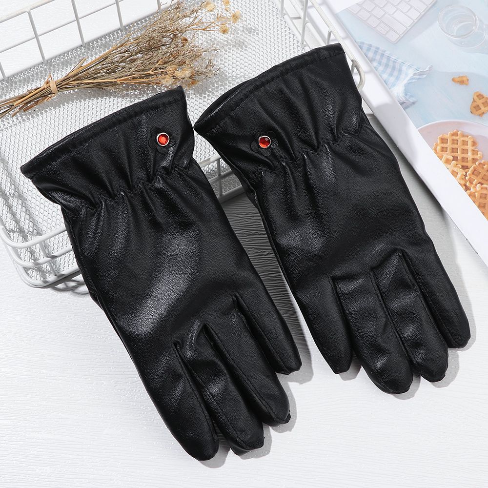Winter Outdoor Sport Full Finger Mittens PU Leather Mitts Touch Screen Gloves Sport Cycling Gloves