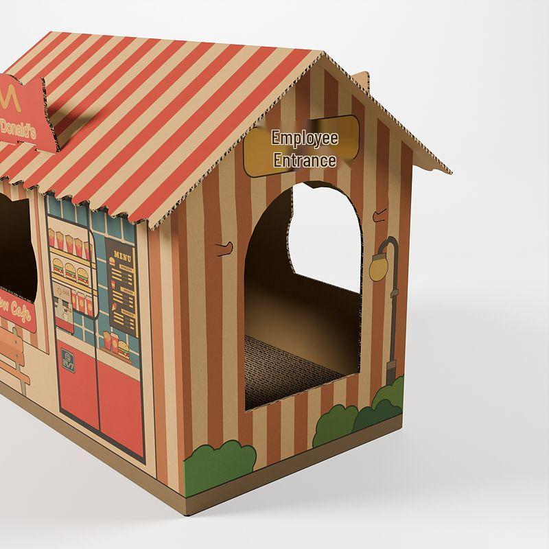 Large Cat Villa: Durable Cardboard Scratch House & Claw Sharpening Toy