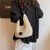 Women's Summer Fashi Hollow Knitted Handbag Ladies Casual Beach Vacati Beach Woven Bags Female Large Capacity Shoulder Bag