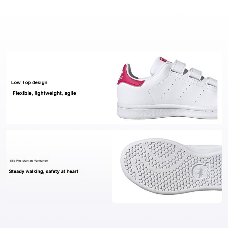 Adidas Boys White/Pink Stan Smith J Bold Kids Sneakers Cloud- Fx7540 Cm