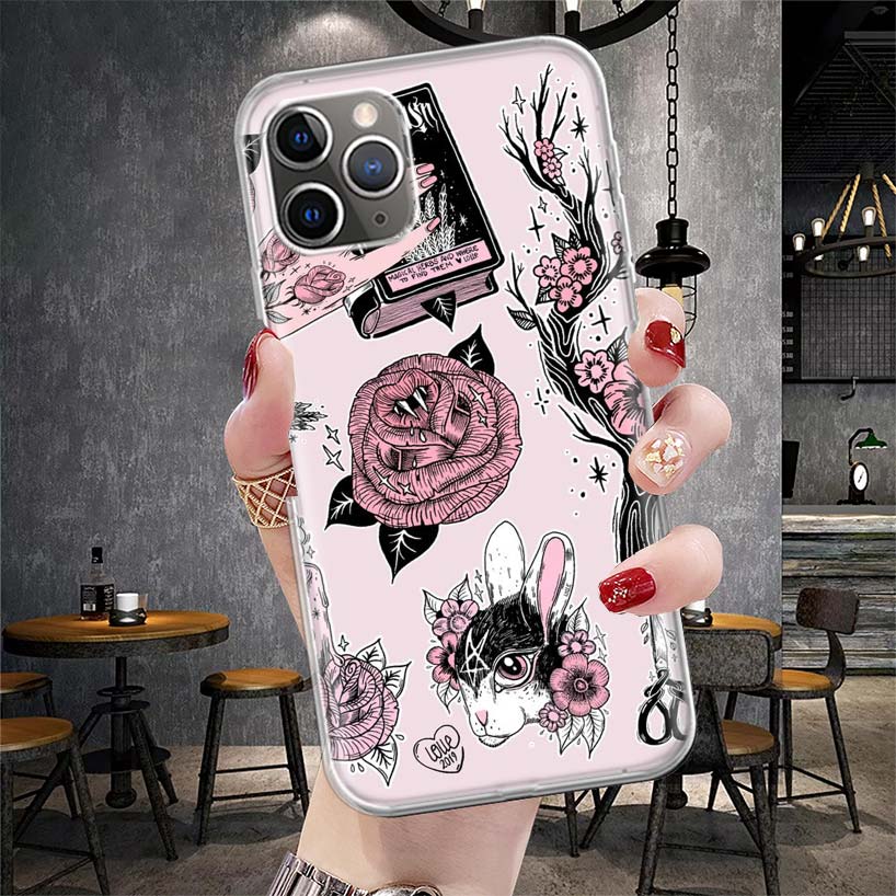 Rosa Katzen Schädel Zauberin Hexe Weiche Handyhülle Für IPhone 11 17 Air 16E 16 Pro Max 15 + 14 Plus 13 Mini 12 Apple 7 SE 8 Hüllen C