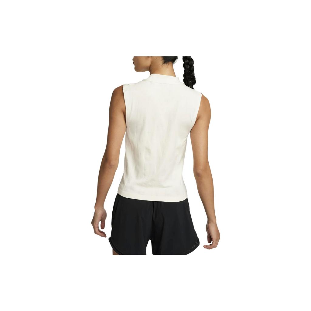 Nike Solid Color Sleeveless High Neck Sports Vest Women tops Ivory FB7631-110