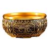 Copper Treasure Bowl Ornament: Yellow Brass Eight Treasures Incense Burner & Money Box - Home Decoration for Living Room.