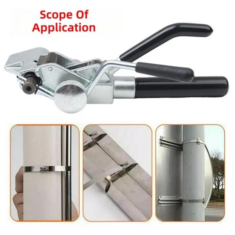 Heavy Duty Ratchet Type Stainless Steel Strapping Tensioner Tool With Builtin Cutter For Industrial Use