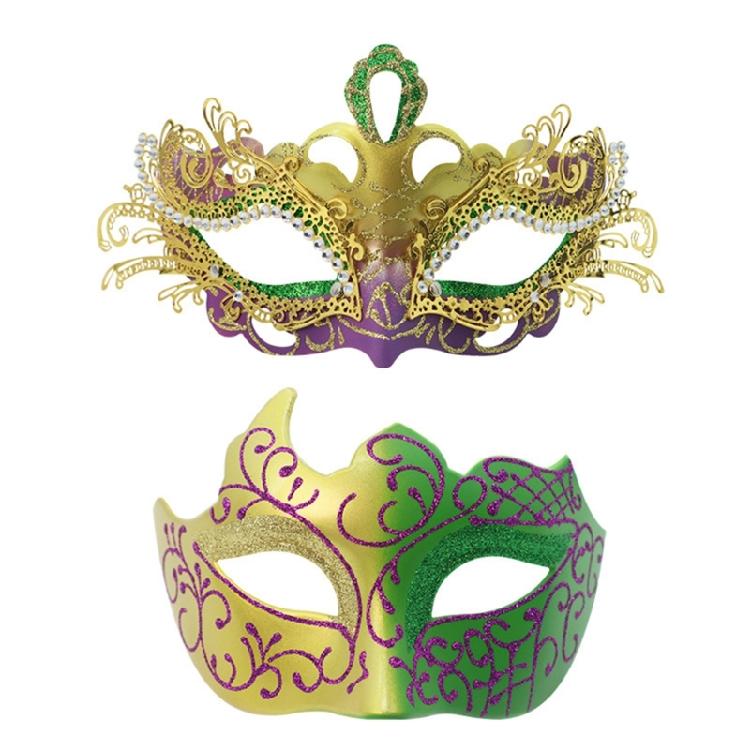 2Pcs Friendly Plastic Couple Masks Venetians Carnival Party Accessories Detailed Carved Design Comfortable Face Mask
