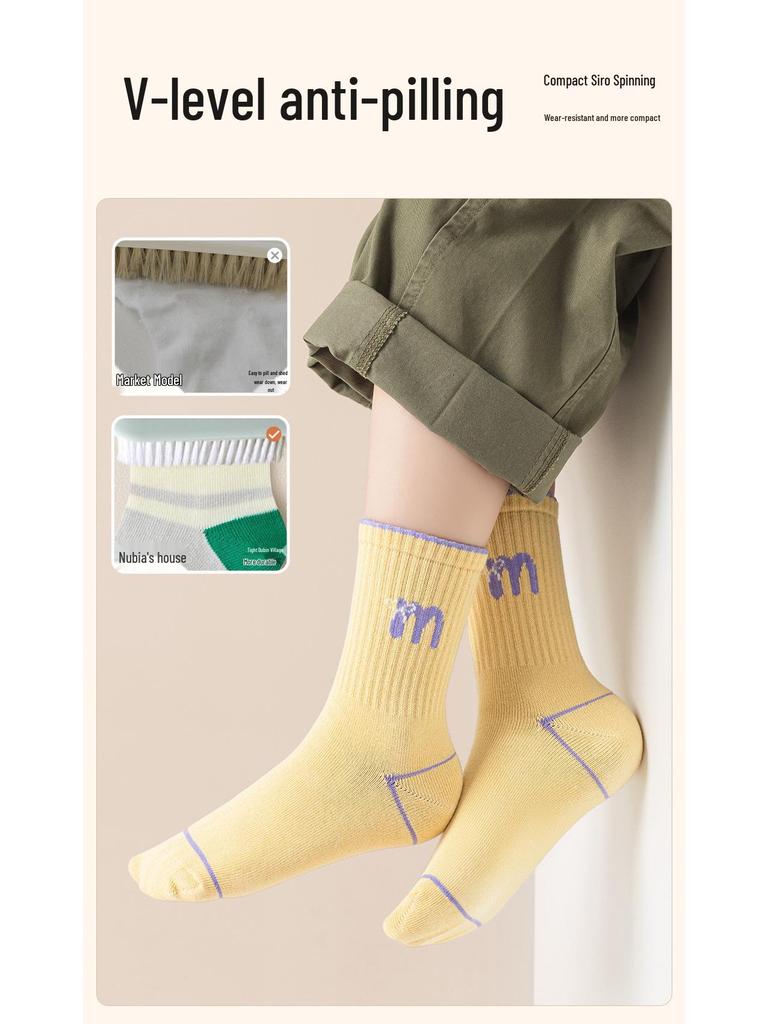 2025 New Anti-Odor Boneless Cotton Mid-Calf Socks for Baby Girls - Cute Autumn Design