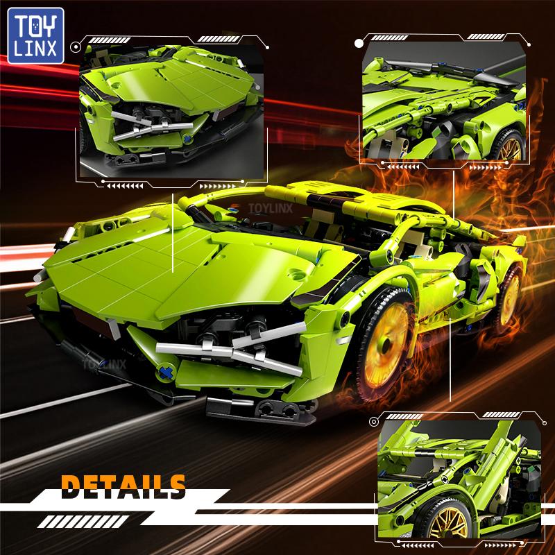 ToylinX 1:14 Technical Building Blocks Car Racing Sport Speed Vehicle Model City Mechanical Super Bricks Puzzle Toys Adult Gift