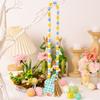 Easter Colorful Wooden Beads Hanging Garland With Plaid Print Rabbit Pendant For Easter Holiday Party