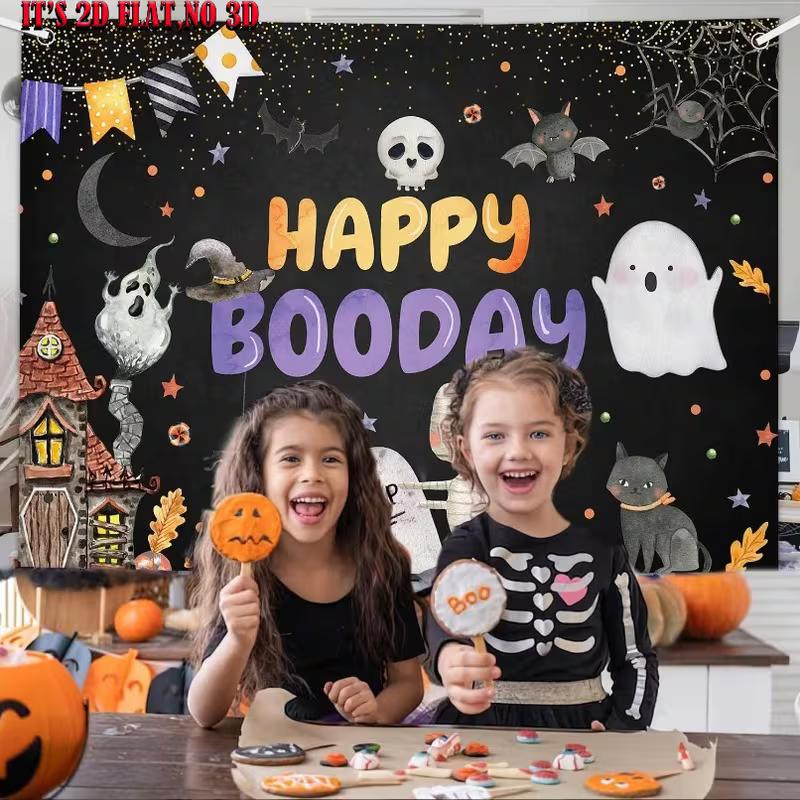 

2D Kids Halloween Birthday Happy Booday Photo Booth Backdrop Banner 47.2x31.5inch/120*80cm