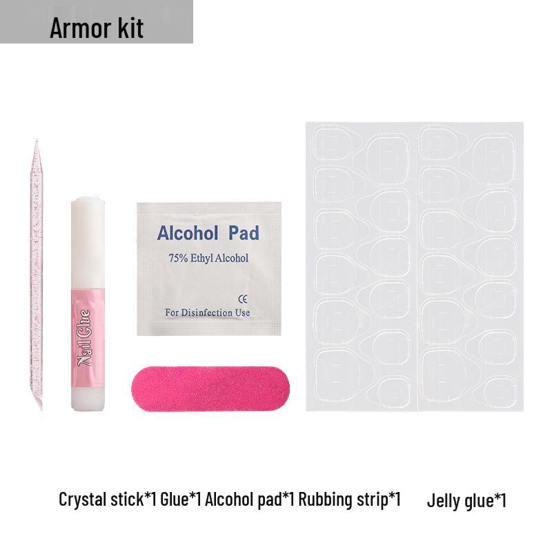 

5-Piece Manicure Set: Press-on Nails, Glue, Nail File, Jelly Glue, Cotton Pads