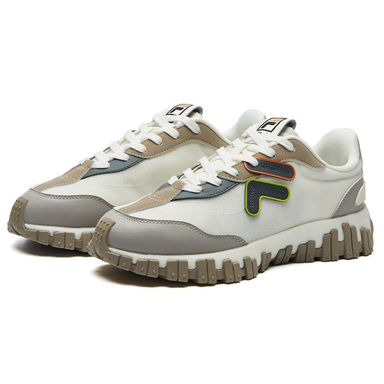 Fila Fusion Heritage Running Fabric Synthetic Leather Two-Layer Cowhide Trendy Low-Top Dad Shoes Men sneaker Light-Gray T12M131103FSP