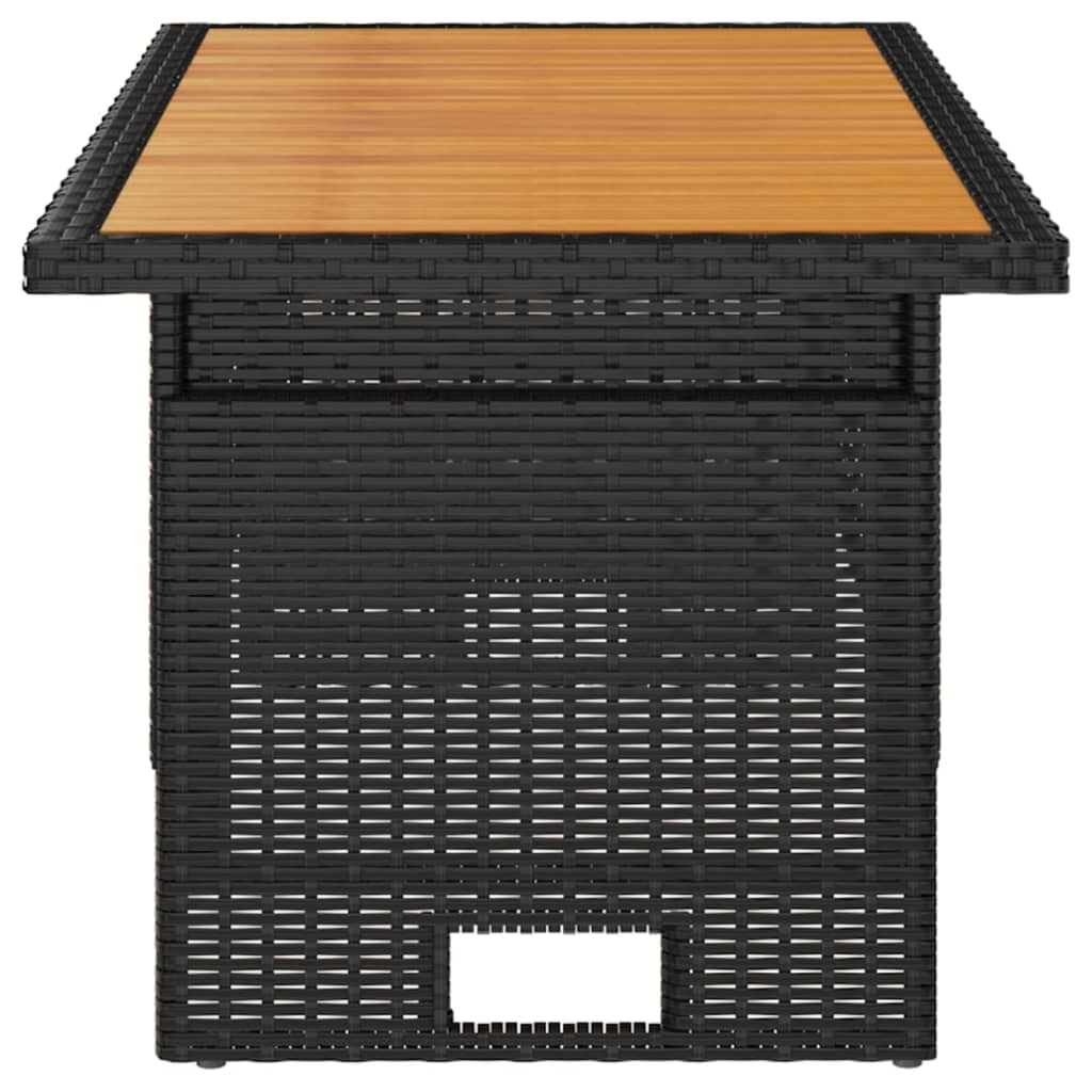 Garden Table Black 100 x 50 x 43 63 cm Acacia Wood & Poly Rattan