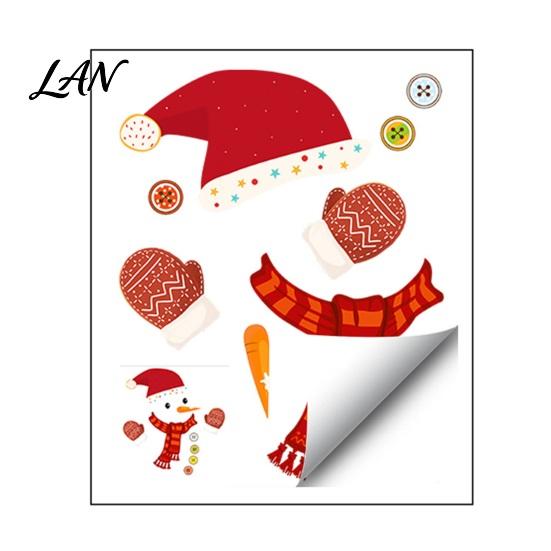 Seasonal Glass Door Stickers Christmas Snowman Static Window Stickers, Removable PVC Decals, Waterproof Clings Winter for Home And Store Holiday Party