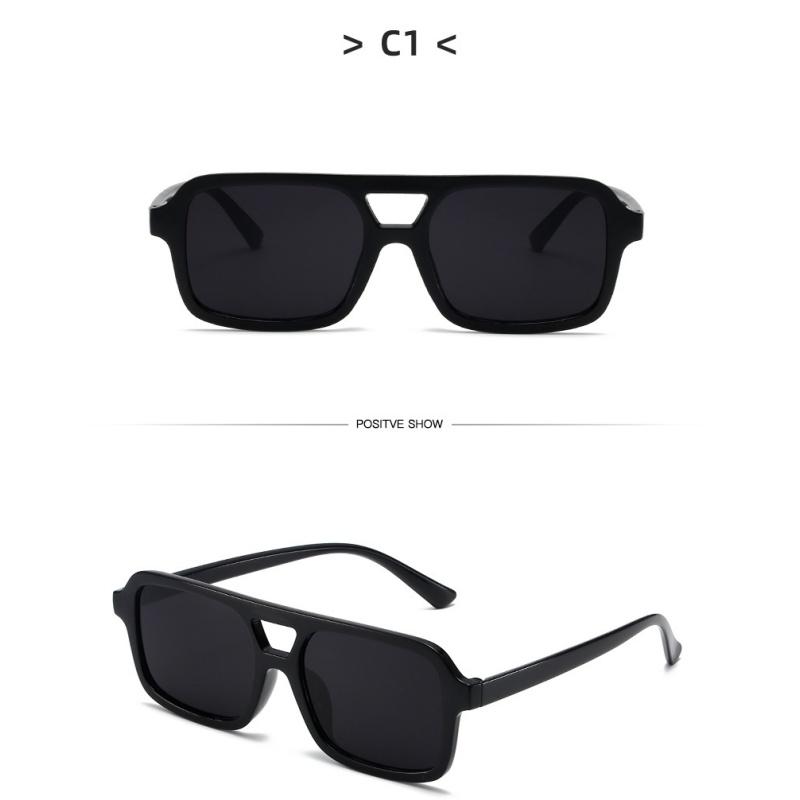 Women's sunglasses, men's and women's fashion square large-frame double-beam sunglasses