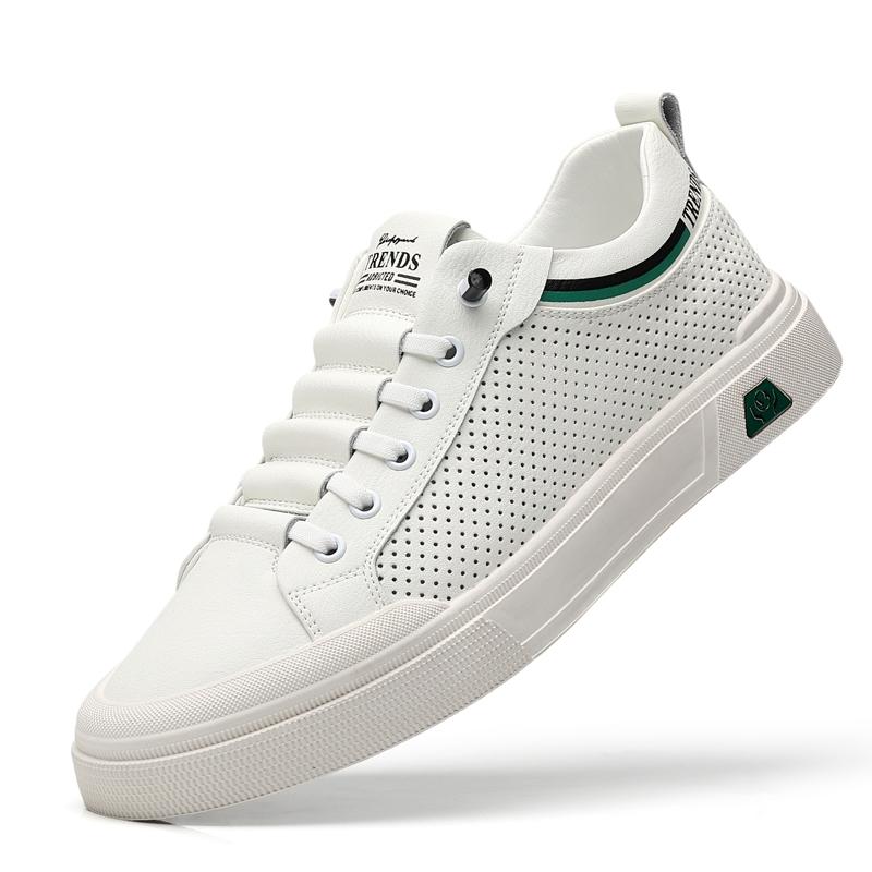 

FashionNon-Slip Breathable Men s Skate Shoes 2024 Stylish Mens Lightweight Sneakers New Arrival Leather Men Casual Shoes New Male Shoes 44 белый