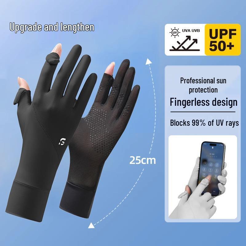 

Free Shipping: Anti-UV Ice Silk Touchscreen Gloves - Summer Cycling, Non-Slip Design, Two-Finger Sleeves