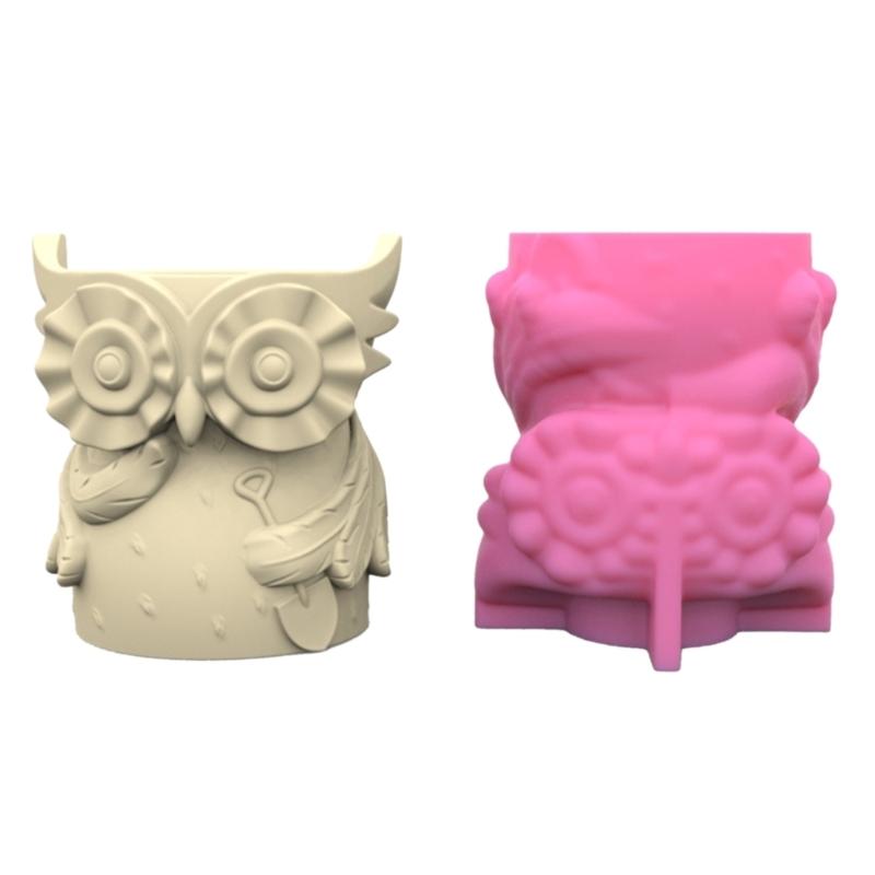Owl Mom Dad Gypsum Flower Pot Silicone Mold Epoxy Resin Casting Mold Succulent Vase Cement Clay Mold Pen Holder Mold