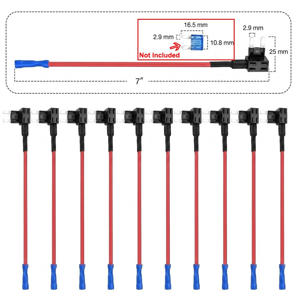 10pcs 12V Car Fuse Holder Add-a-circuit TAP Adapter Micro Standard ATM APM Blade MINI Medium Simple Safety Device Auto Fuse Fuse Holders1
