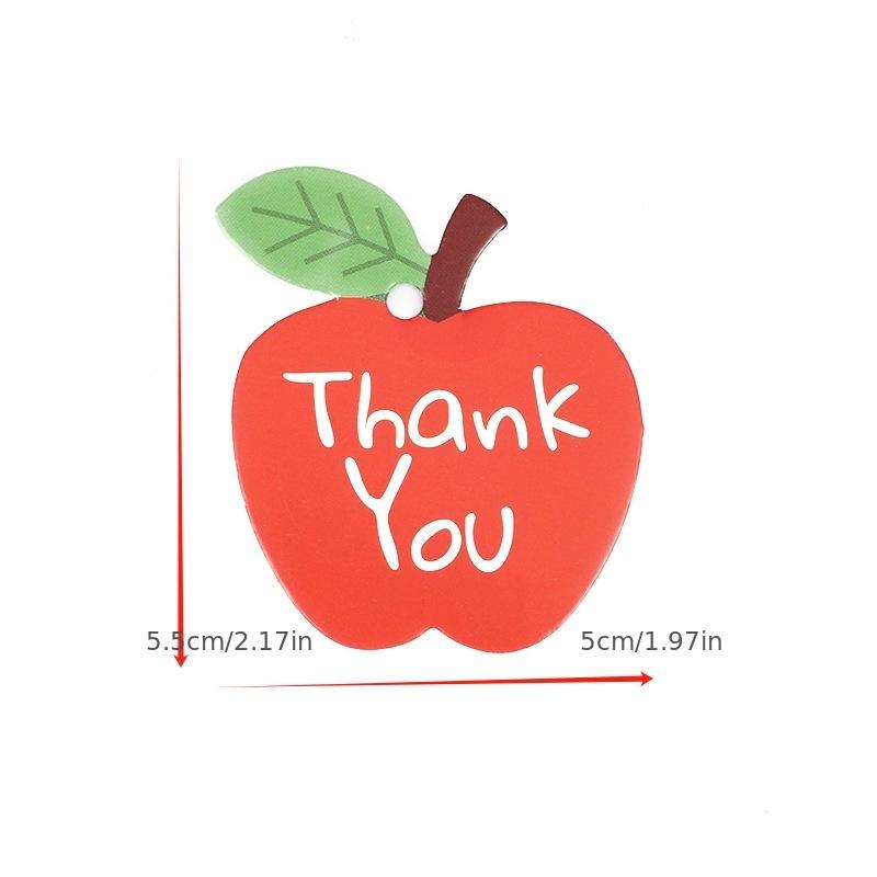 

100Pcs/set Red Apple Shaped Thank You Tags, Paper Souvenir Labels, Cute Gratitude Card Hang Tags for Gifts and Favors 100pcs