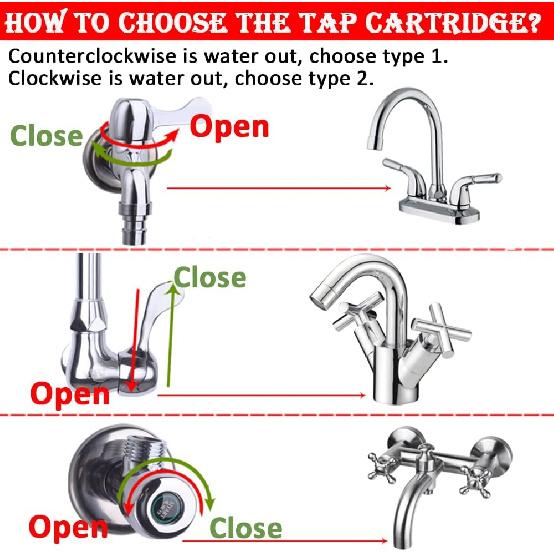 Faucet Ceramic Cartridge Valve, G1/2" Brass Tap Ceramic Disc Cartridges Replacement for Hot Cold Water (Type F2- H49mm)