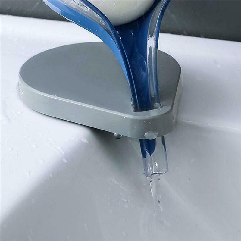 Leaf Shape Soap Box Drain Soap Holder Bathroom Shower Soap Holder Suction Cup Soap Container Plastic Sponge Storage Tray