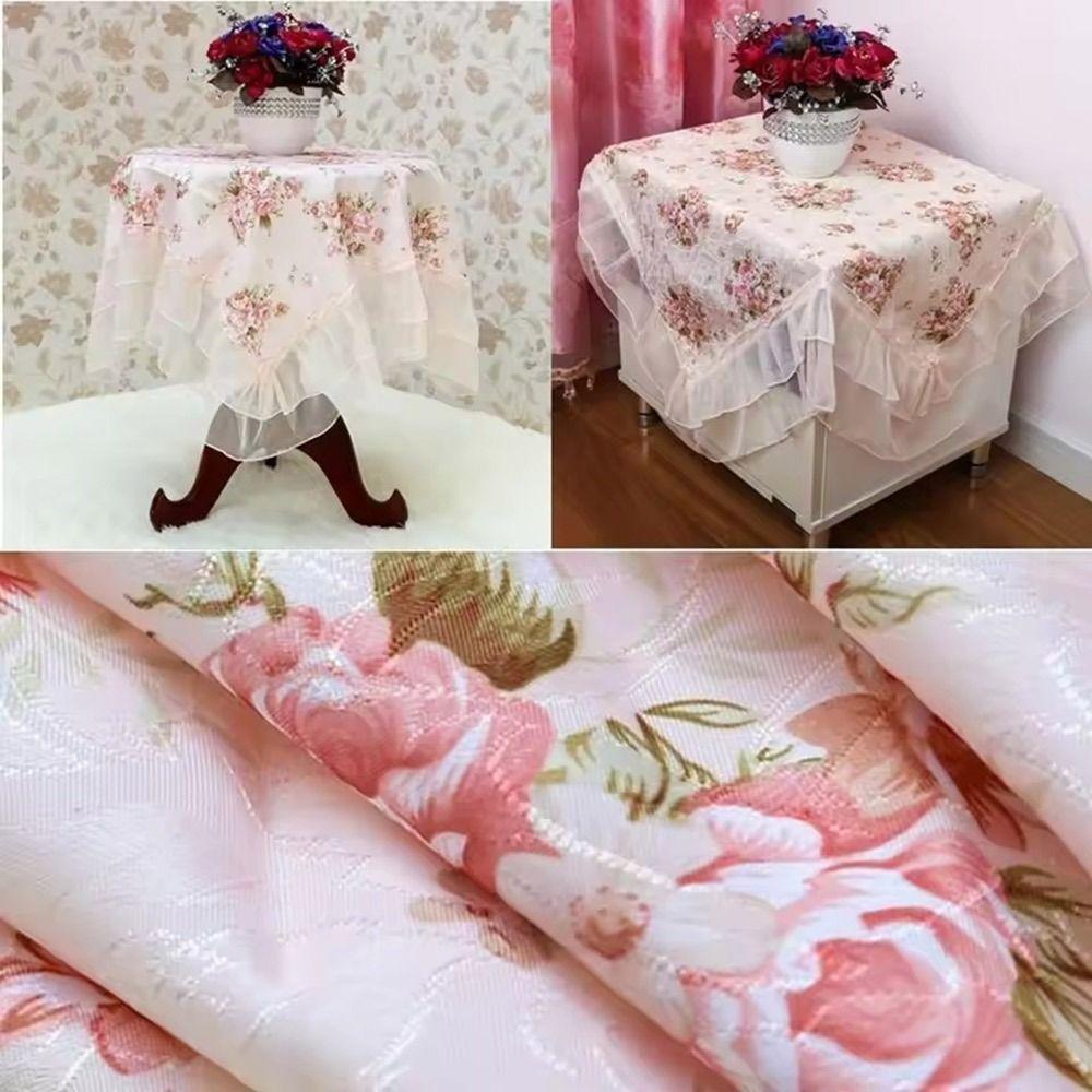 75*80cm Bedside Cabinet Tablecloth Universal Protective Towel Flower Lace Embroidery Table Cloths