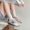 Korean Version of Striped Little White Shoes Women's Autumn 2025 New Mesh Lace-up Sports and Leisure Light Color Matching German Training Shoes