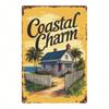 Vintage Coastal Metal Sign, Palm Trees Beach House Art, 8x12 Inch, Funny Flat Decor for Living Room Office