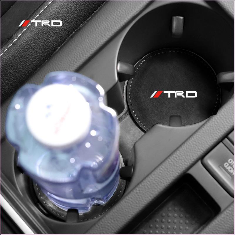 PU Leather Slot Non-slip Coaster Mat Emblem Car Cup Holder Pad for Toyota TRD GR Aygo Corolla Avensis Vios Yaris Mark-X Mirai Yaris