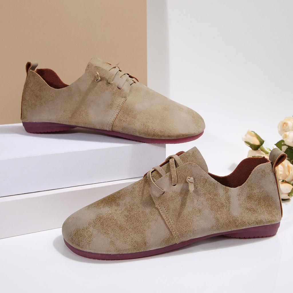 Fashion Woman Shoes Flat Heels Casual Shoes for Women's 2025 New Elegant Autumn Flats Women Footwear Casual Lace Up Solid Color Sneakers