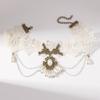 Stylish Multi-layer White Lace Necklace Collar for Women, Trendy Collarbone Chain Necklace, Pearl Pendant.