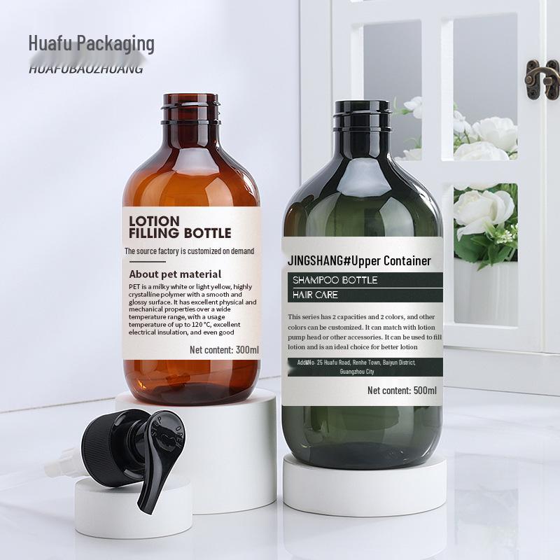 High-Grade PET Plastic Dispensing Bottle, Tea-Colored, 300ml & 500ml - Ideal for Lotion, Shower Gel, Shampoo